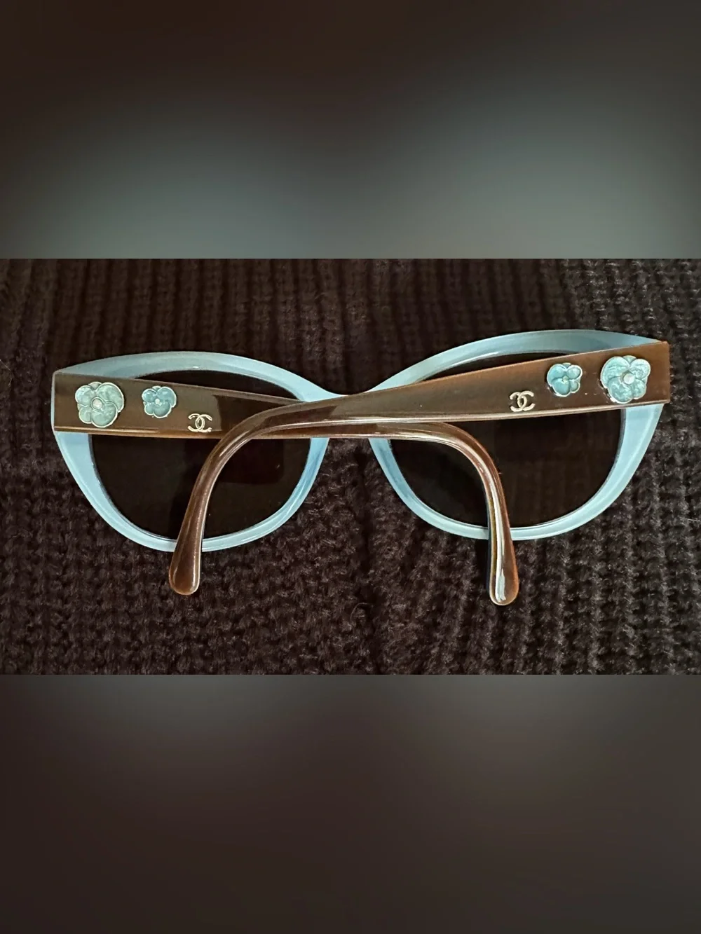 CHANEL Camellia Floral Sunglasses 5187-H Blue Brown Tortoise 55mm made in Italy